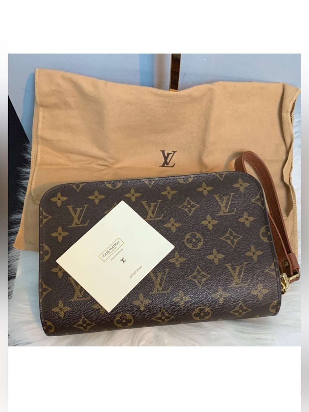 1998 authentic Louis Vuitton Orsay clutch with dustbag and card